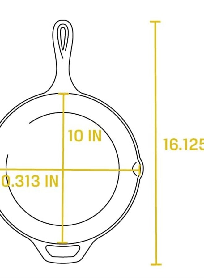 Lodge مقلاة حديد زهر مسبقة التتبيل بحجم 10.25 بوصة - مقبض على شكل دمعة مميز - للاستخدام في الفرن، على الموقد، على الشواية، أو فوق نار المخيم، باللون الأسود - Image 5