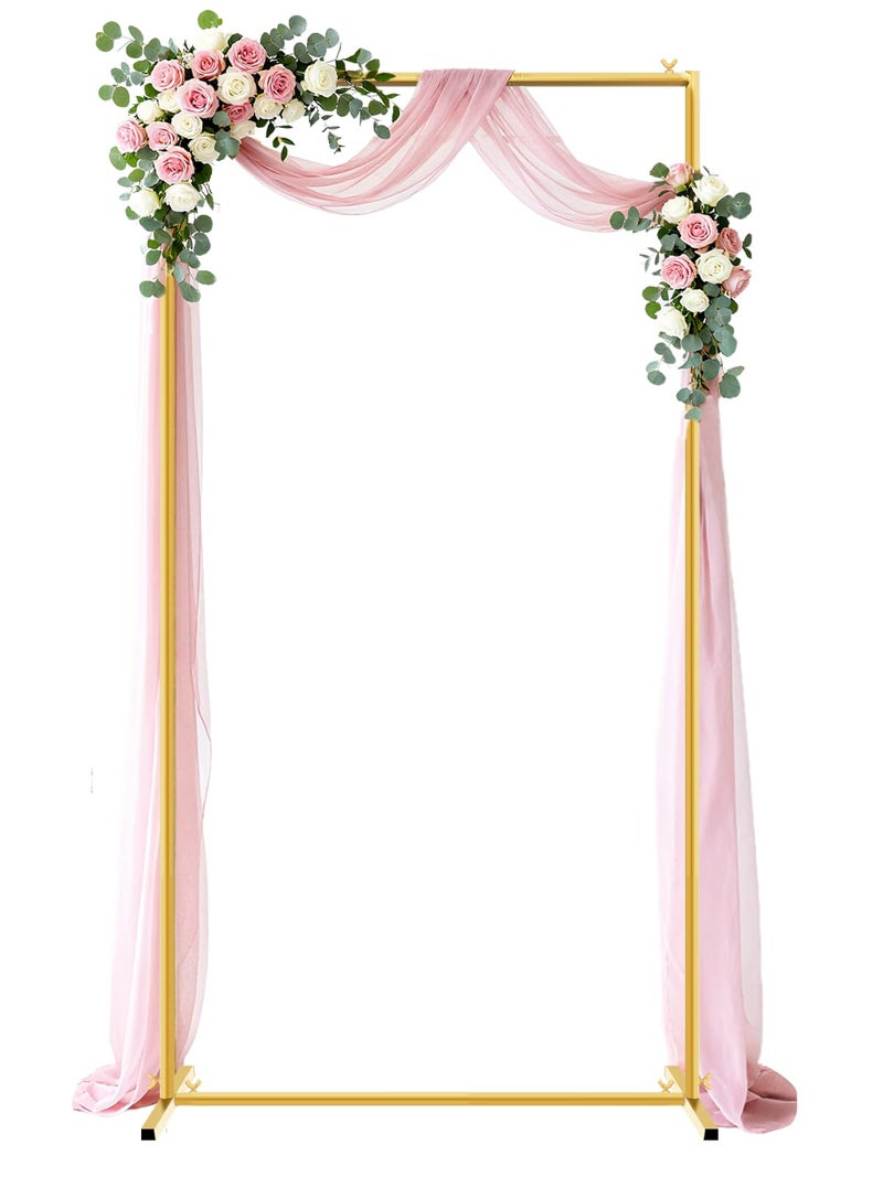 JEBUTU Gold Wedding Arch Backdrop Stand, 6.6 * 3.3FT Square Backdrop Stand Balloon Flower Metal Frame for Ceremony, Anniversary, Party, Birthday,Baby Shower Photo Booth Decoration - Image 1