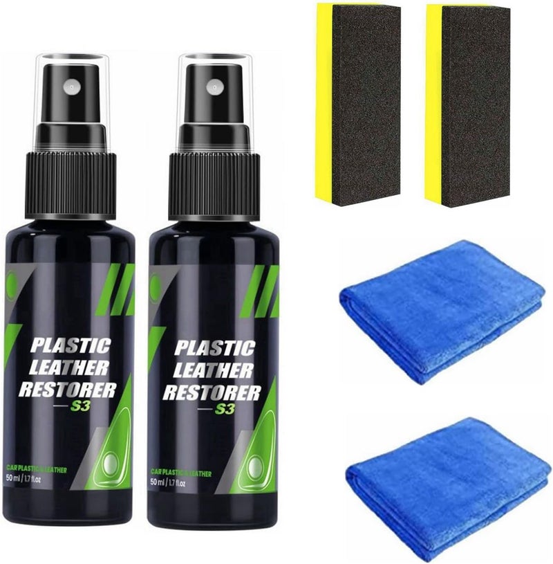 comfrt Plastic & Leather Restorer, Plastic Leather Restorer Spray, 50/100/300ML S3 Plastic and Leather Restorer, Plastic Restorer for Cars, Plastic Parts Refurbish Agent (50ML,2PCS) - Image 1