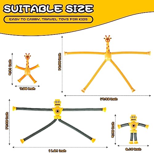 CHESLICR 8pc Robot Giraffe Sensory Travel Toys for Toddlers Boy Ages 3 4 5 6 7 8 Airplane Activities Suction Autism Pop Tube Fidget Autistic Stocking Easter Basket Stuffer Valentine Gift for Kids - Image 5