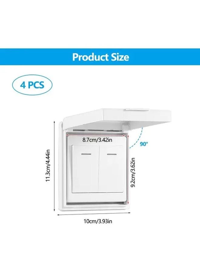 4 Pack Black Transparent Waterproof Switch Socket Cover Self Adhesive Slim Outlet Guard - Image 3