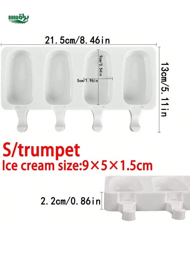 Generic - 1PC Reusable Silicone Ice Cream Mold Set, 4 Cavities Popsicle Maker, Easy Release DIY Ice Pop Molds For Homemade Popsicles - Without Battery - Image 1