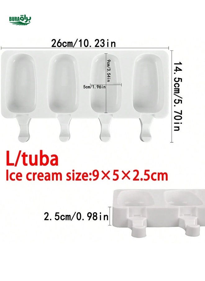 Generic - 1PC Reusable Silicone Ice Cream Mold Set, 4 Cavities Popsicle Maker, Easy Release DIY Ice Pop Molds For Homemade Popsicles - Without Battery - Image 1