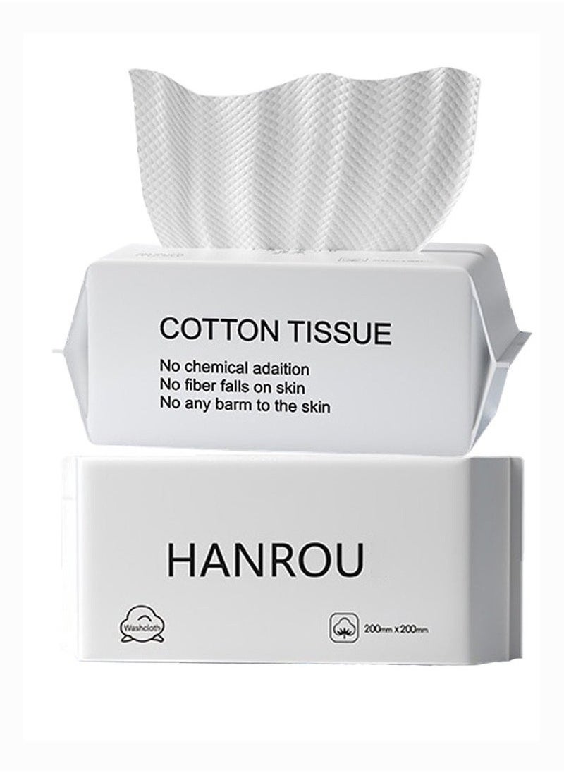 Generic 2 packs of 200 disposable face towels, 100% cotton, suitable for sensitive skin, babies, makeup remover, and personal care  - Image 1