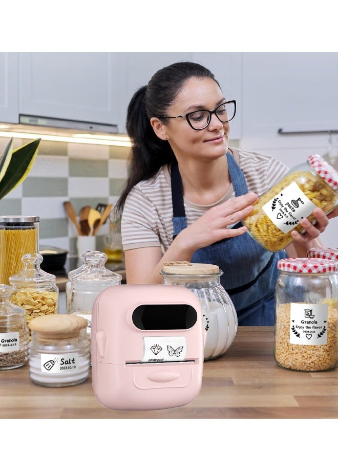 Marklife Label Maker, Bluetooth Label Maker, Sticker Label Maker, Mini Label Printer, Thermal Printer for Tag, Kitchen, Clothes, Food, Barcode, Price, Pink(With 1 Roll Label) - Image 3