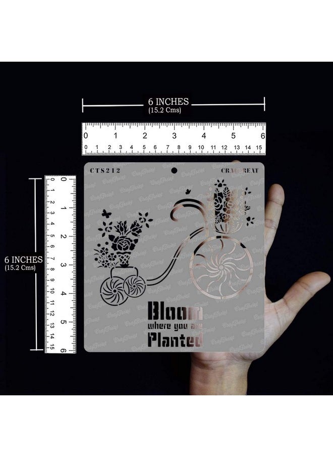 CrafTreat Bicycle Stencils For Painting On Wood Canvas Paper Fabric Floor Wall And Tile Blooming Plants 6X6 Inches Reusable Diy Art And Craft Stencils For Home Decor Flower Stencil  - Image 3