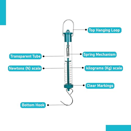 EISCO Newton Force Meter (500g) Precision Spring Balance, Dual Scale Dynamometer, Physics Lab Equipment for Measuring Force, Weight, Gravity, Tension & Mass in Science Projects - Image 3