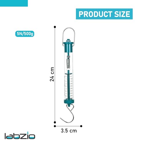EISCO Newton Force Meter (500g) Precision Spring Balance, Dual Scale Dynamometer, Physics Lab Equipment for Measuring Force, Weight, Gravity, Tension & Mass in Science Projects - Image 2