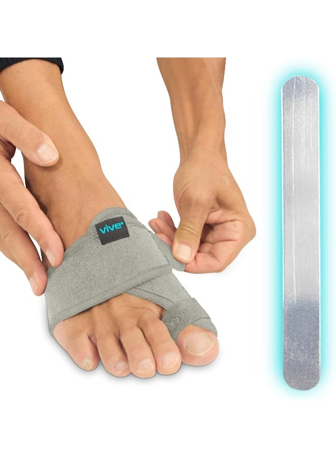 Vive Bunion Brace Big Toe Corrector Straightener With Splint Hallux Valgus Pad Joint Pain Relief Alignment Treatment Orthopedic Sleeve Foot Wrap Support One Size Gray - Image 1