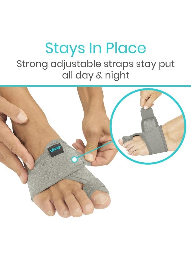 Vive Bunion Brace Big Toe Corrector Straightener With Splint Hallux Valgus Pad Joint Pain Relief Alignment Treatment Orthopedic Sleeve Foot Wrap Support One Size Gray - Image 5