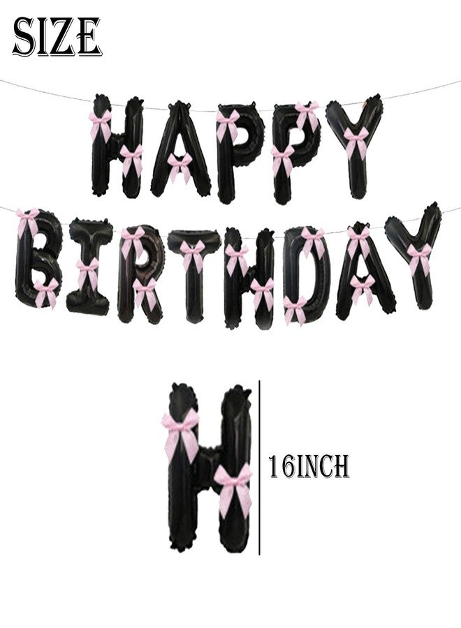 Chictry Bow Theme Party Decorations Happy Birthday Balloons Banner 16 Inch Mylar Foil Letters for Girl Woman Birthday, Princess, Coquette Party Supplies - Image 2