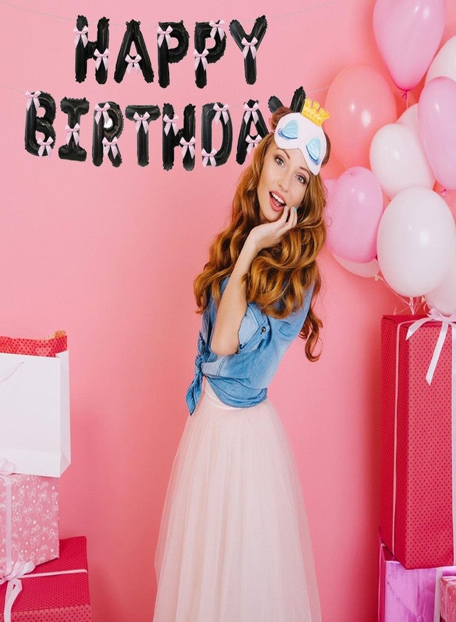 Chictry Bow Theme Party Decorations Happy Birthday Balloons Banner 16 Inch Mylar Foil Letters for Girl Woman Birthday, Princess, Coquette Party Supplies - Image 4