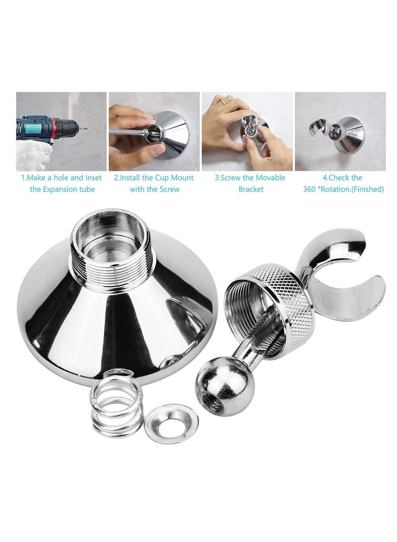Shower Head Holder, Adjustable Removable Wall Bracket Zinc Alloy Bathroom Wand Mounted with Screw for Standard Handheld Hose - Image 3