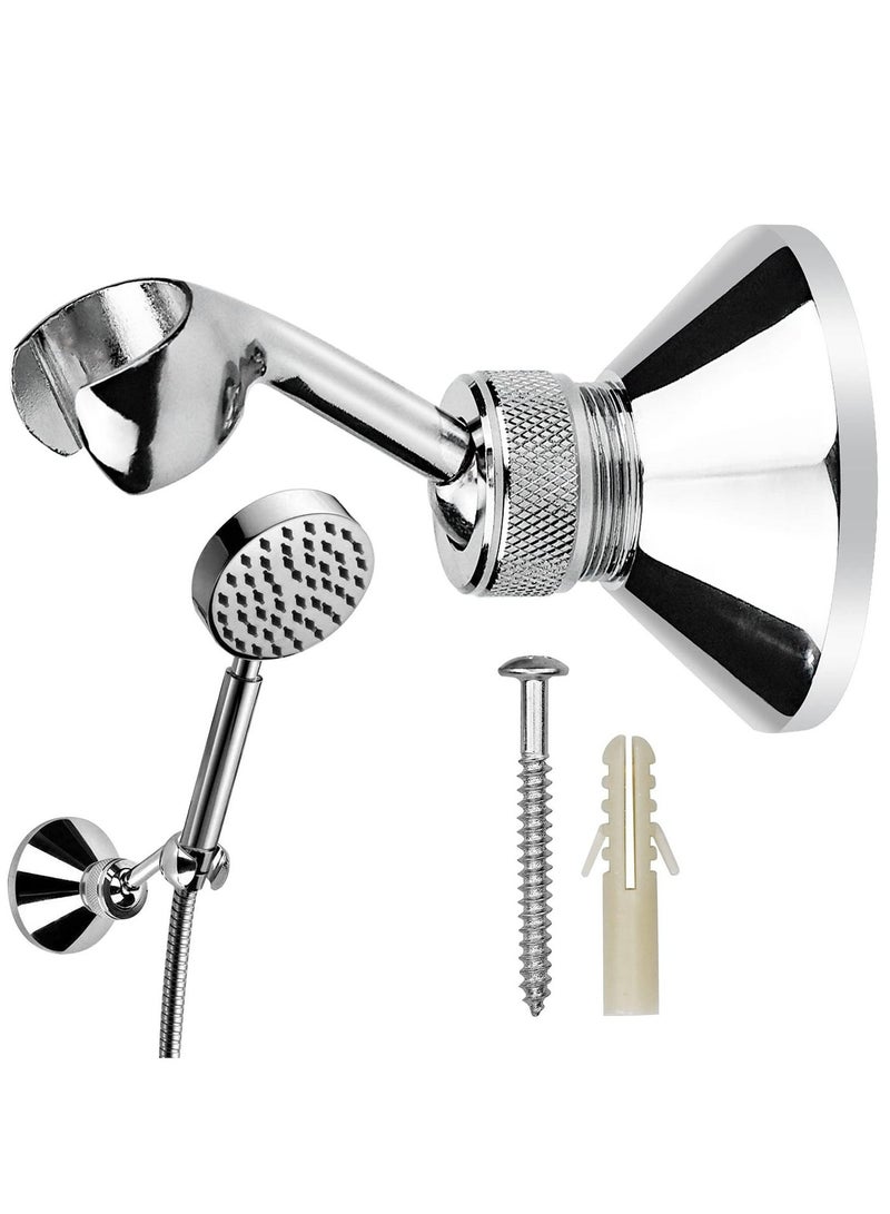 Shower Head Holder, Adjustable Removable Wall Bracket Zinc Alloy Bathroom Wand Mounted with Screw for Standard Handheld Hose - Image 1