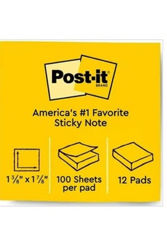 Post It Post-it Sticky Notes 12 pads/pack 38mm x 51mm 100 sheets/pad Neon Colors  - Image 4