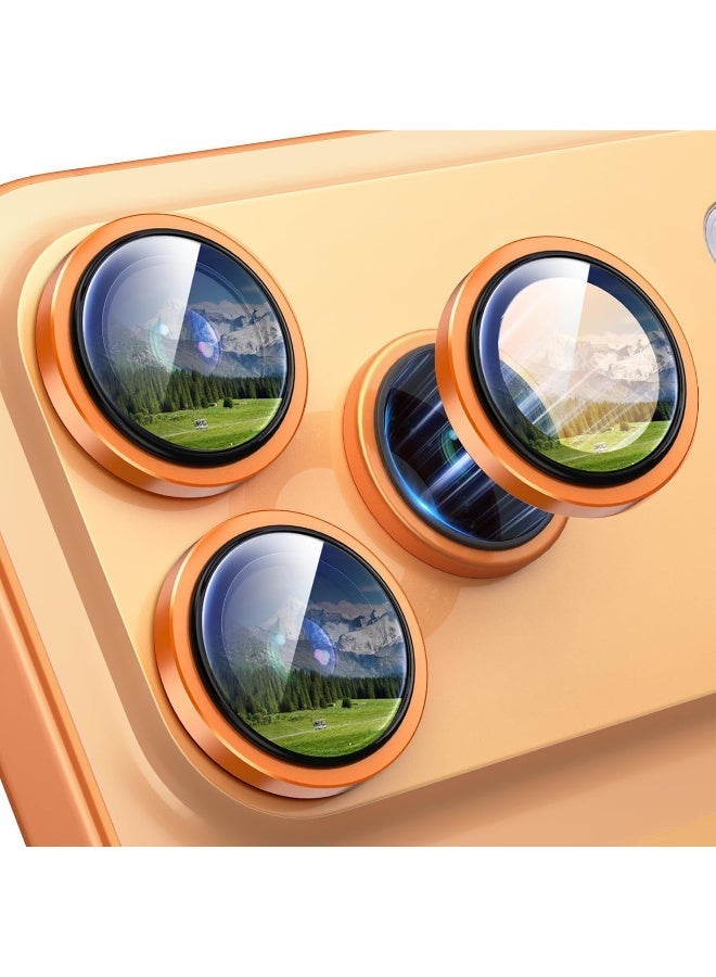 X-level Camera Protective Film Compatible With Iphone 17 Pro Max/17 Pro, Metal Aluminum Alloy Tempered Glass Protective Cover, Scratch Resistant HD Clarity Ultra-Thin 9H Tempered Glass, Independent Metal Lens, Protective Case Friendly, Orange Titanium Metal - Image 2