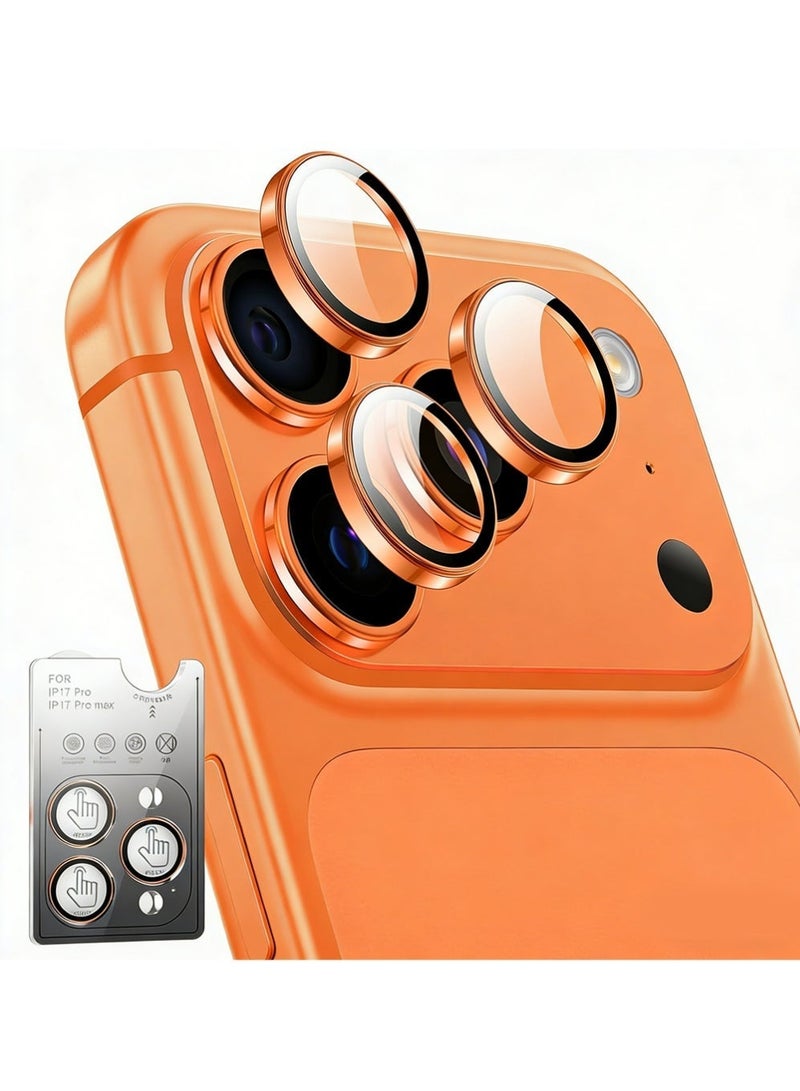 X-level Camera Protective Film Compatible With Iphone 17 Pro Max/17 Pro, Metal Aluminum Alloy Tempered Glass Protective Cover, Scratch Resistant HD Clarity Ultra-Thin 9H Tempered Glass, Independent Metal Lens, Protective Case Friendly, Orange Titanium Metal - Image 1