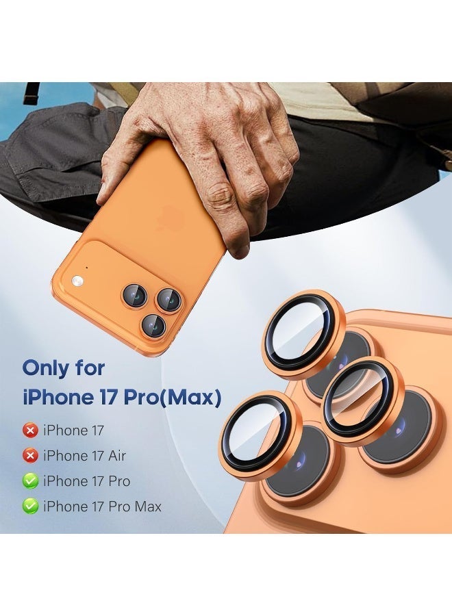 X-level Camera Protective Film Compatible With Iphone 17 Pro Max/17 Pro, Metal Aluminum Alloy Tempered Glass Protective Cover, Scratch Resistant HD Clarity Ultra-Thin 9H Tempered Glass, Independent Metal Lens, Protective Case Friendly, Orange Titanium Metal - Image 4