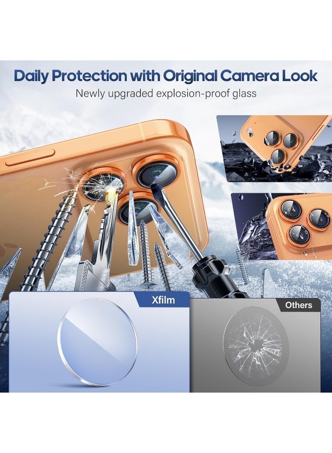 X-level Camera Protective Film Compatible With Iphone 17 Pro Max/17 Pro, Metal Aluminum Alloy Tempered Glass Protective Cover, Scratch Resistant HD Clarity Ultra-Thin 9H Tempered Glass, Independent Metal Lens, Protective Case Friendly, Orange Titanium Metal - Image 5