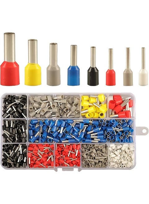 Wire Ferrule Kit, 900PCS AWG 22-7 Pin Terminal Connectors Wire Ferrule Kit,Wire Ferrules for Electric, Wire Ferrules Terminals Kit with 8 Types, Industrial, Power Control System, Etc