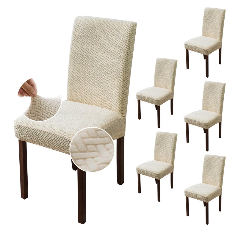 Dining Chair Slipcovers  Stretch Kitchen Parsons Chair Covers Beige 6 PCS