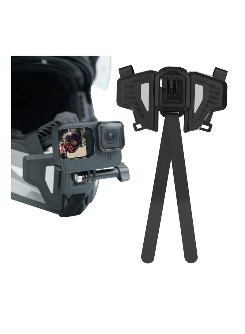 Motorcycle Helmet Chin Mount for GoPro, Claw Clamp Body Strap Compatible with Most Helmets, Stable Fast Release Cycling Accessory for GoPro Max Hero 11 10 9 8 Insta360 DJI Osmo Action Pocket 2. - Image 1