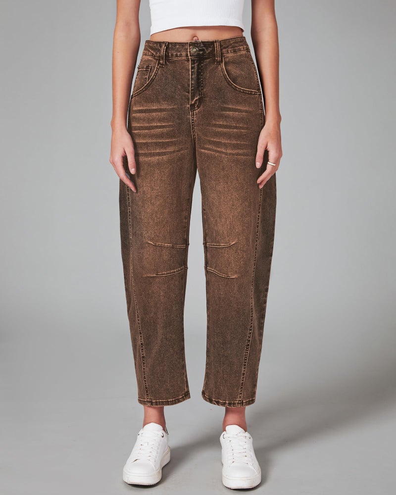 GRAPENT Womens Jeans Stretchy Cute Barrel Jeans Balloon Jean Pants Women High Waisted Jean Pants for Women High Waist Ankle Denim Trousers Brown Color Root Beer XX-Large Size 20 Size 22 - Image 3