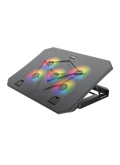 Laptop Gaming Cooling Pad 9-15.6Inch 5 Fans Dual USB RGB LED Illuminated Lightweight Quick Cooling Aluminum Alloy Grid with Adjustable Stand