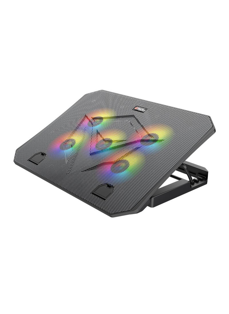 Meetion Laptop Gaming Cooling Pad 9-15.6Inch 5 Fans Dual USB RGB LED Illuminated Lightweight Quick Cooling Aluminum Alloy Grid with Adjustable Stand  - Image 1