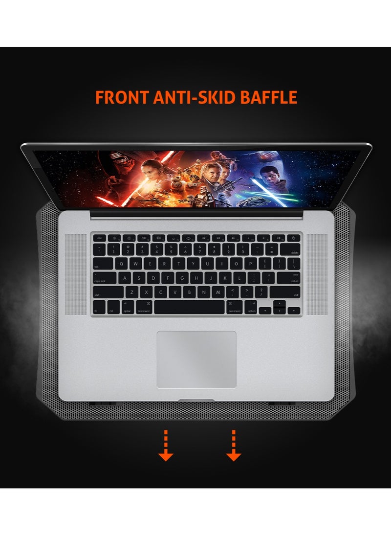 Meetion - Laptop Gaming Cooling Pad 9-15.6Inch 5 Fans Dual USB RGB LED Illuminated Lightweight Quick Cooling Aluminum Alloy Grid with Adjustable Stand - Image 1