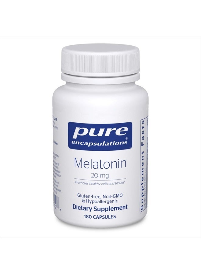 Pure Encapsulations Melatonin 20 mg - Not Intended for Sleep Support - for Immune System & Healthy Cells - 99.5% Purity Melatonin - Gluten Free & Non-GMO - 180 Capsules - Image 1