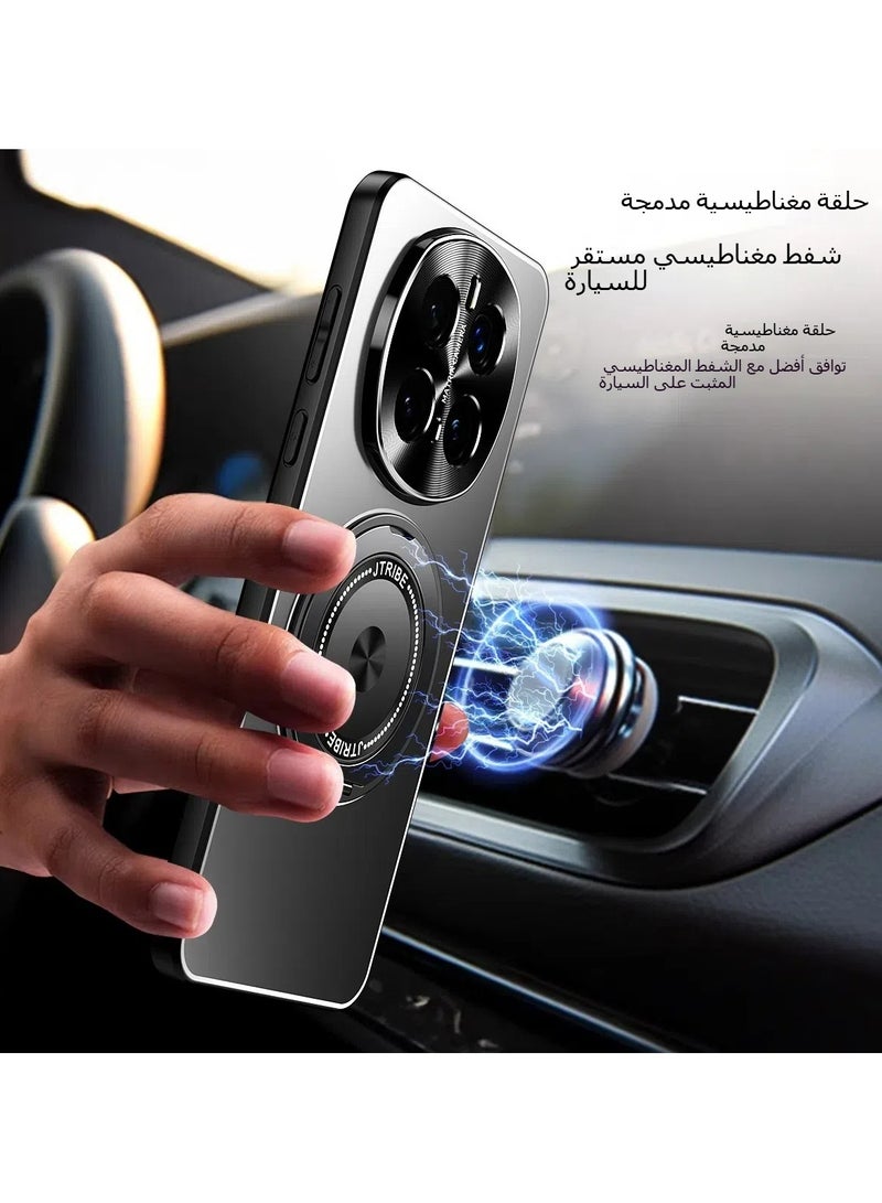 general Case Compatible with Honor Magic 7 Pro Metal Matte Case Compatible with Mag-Safe  Camera Lens Protection Shockproof Slim Phone Case Cover with 360 Rotatable Ring Stand - Image 5