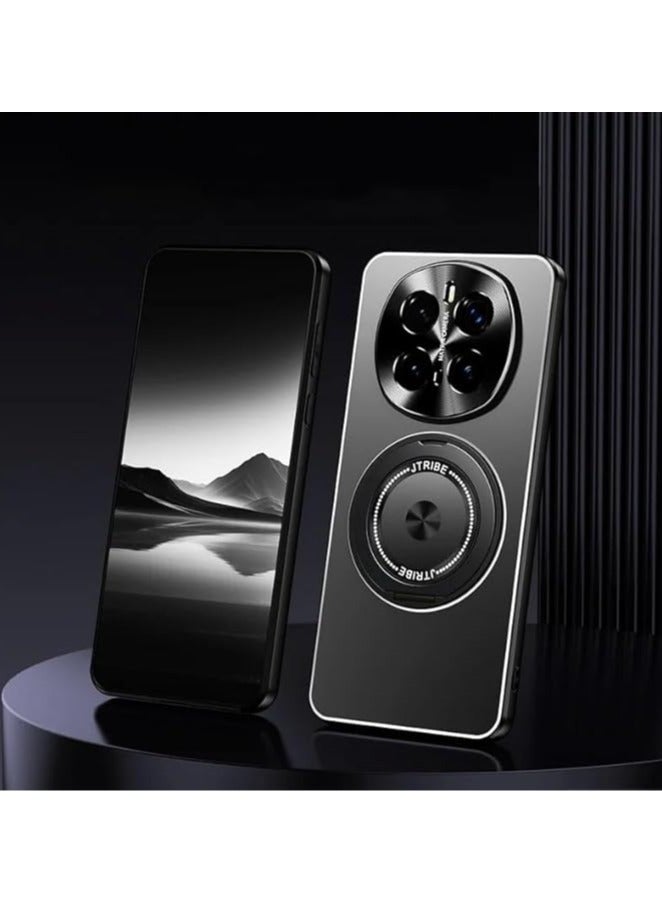 general Case Compatible with Honor Magic 7 Pro Metal Matte Case Compatible with Mag-Safe  Camera Lens Protection Shockproof Slim Phone Case Cover with 360 Rotatable Ring Stand - Image 1