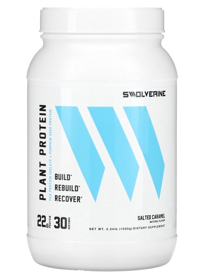 Swolverine بروتين نباتي بنكهة الكراميل المملح 2.24 رطل (1020 جرام)