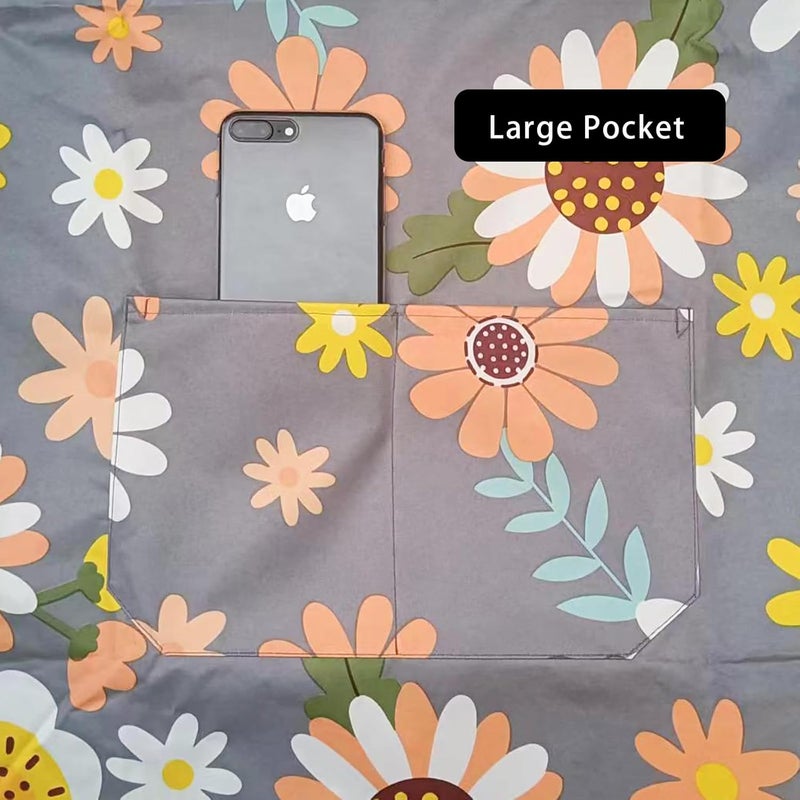 DILLMAN 2 Pack Floral Aprons with Pocket Blooming Womens Waterproof Adjustable Cooking Aprons Kitchen Gardening Salon - Image 5