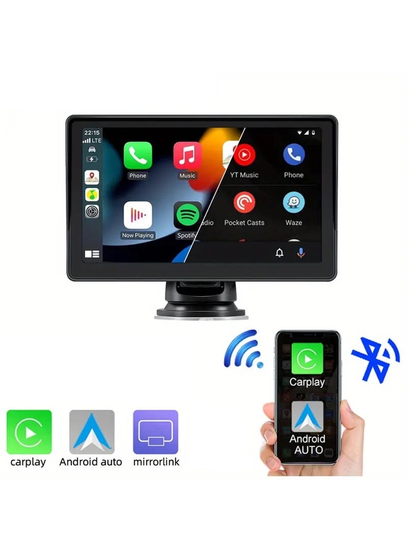 Wireless Apple Carplay  Android Auto for Car Stereo, Portable 7 Inch Apple Car Play Touch Screen Sync GPS Navigation Audio Car Radio Receiver for Car, Bluetooth, Siri, Multimedia Player, FM - Image 1