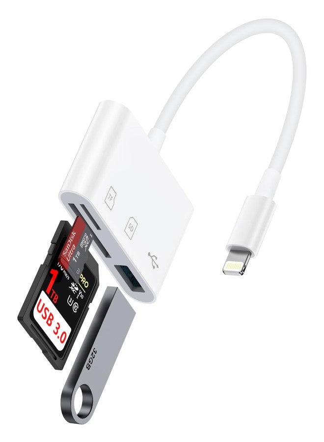 Haoano Lightning Card Reader For Sd Iphone And Ipad, Micro Memory With Usb Camera Adapter, Plug And Play, Digital Track, Game Viewer, Sd/TF Photography, No App Needed - Image 1