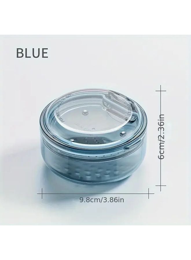 Blue Denture Storage Box Portable Retainer Container With Cleaning Soak - Image 3