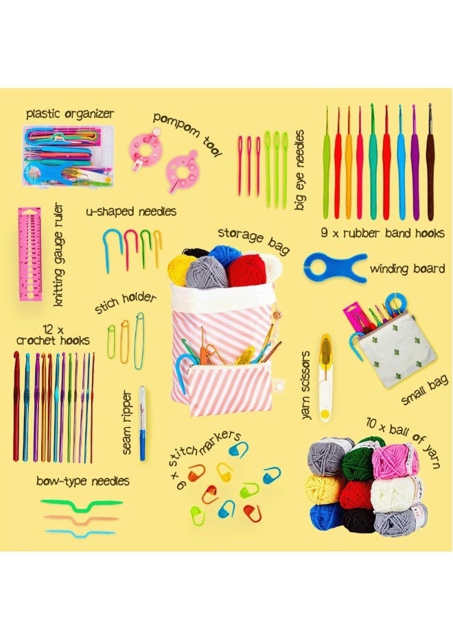 Crochet Kit for Beginners Adults and Kids, Crochet Starter Kit 64 Pcs, Beginner Kraft Set for Gift, Crocheting Supplies, Crochet Set with Yarn and Hook Set - Image 5