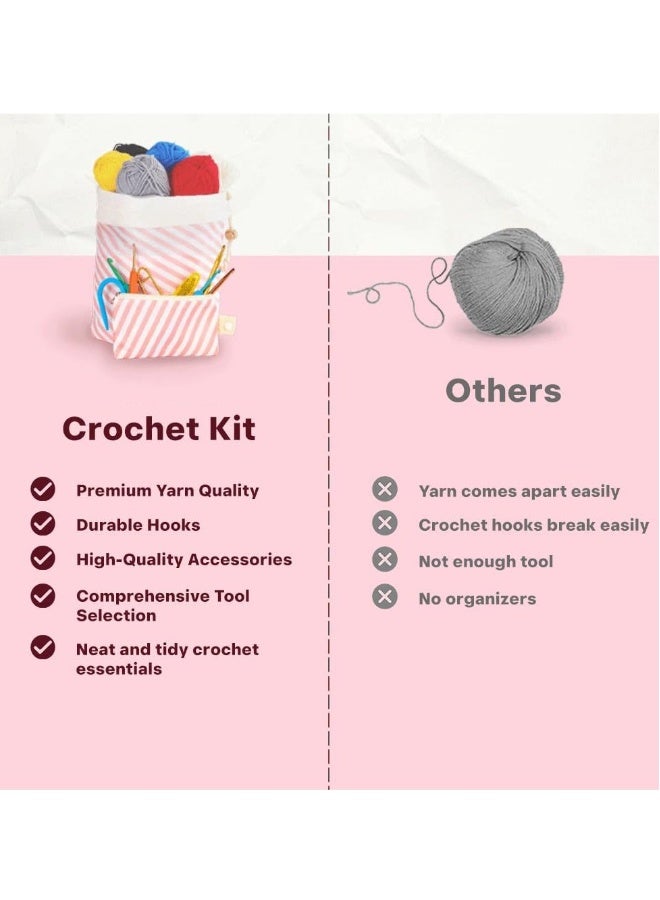 Crochet Kit for Beginners Adults and Kids, Crochet Starter Kit 64 Pcs, Beginner Kraft Set for Gift, Crocheting Supplies, Crochet Set with Yarn and Hook Set - Image 4