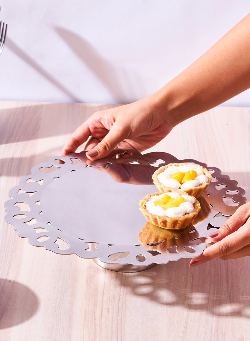 Arttd Inox ARTTDINOX Serving Cookie and Cake Platter | Luxury Gift Collection | Multipurpose Round Tray for Dessert | Burano Series | Stainless Steel | Large | by Jindal  - Image 1