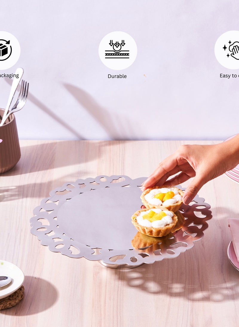 Arttd Inox ARTTDINOX Serving Cookie and Cake Platter | Luxury Gift Collection | Multipurpose Round Tray for Dessert | Burano Series | Stainless Steel | Large | by Jindal  - Image 2