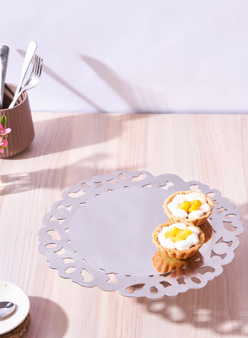 Arttd Inox ARTTDINOX Serving Cookie and Cake Platter | Luxury Gift Collection | Multipurpose Round Tray for Dessert | Burano Series | Stainless Steel | Large | by Jindal  - Image 4