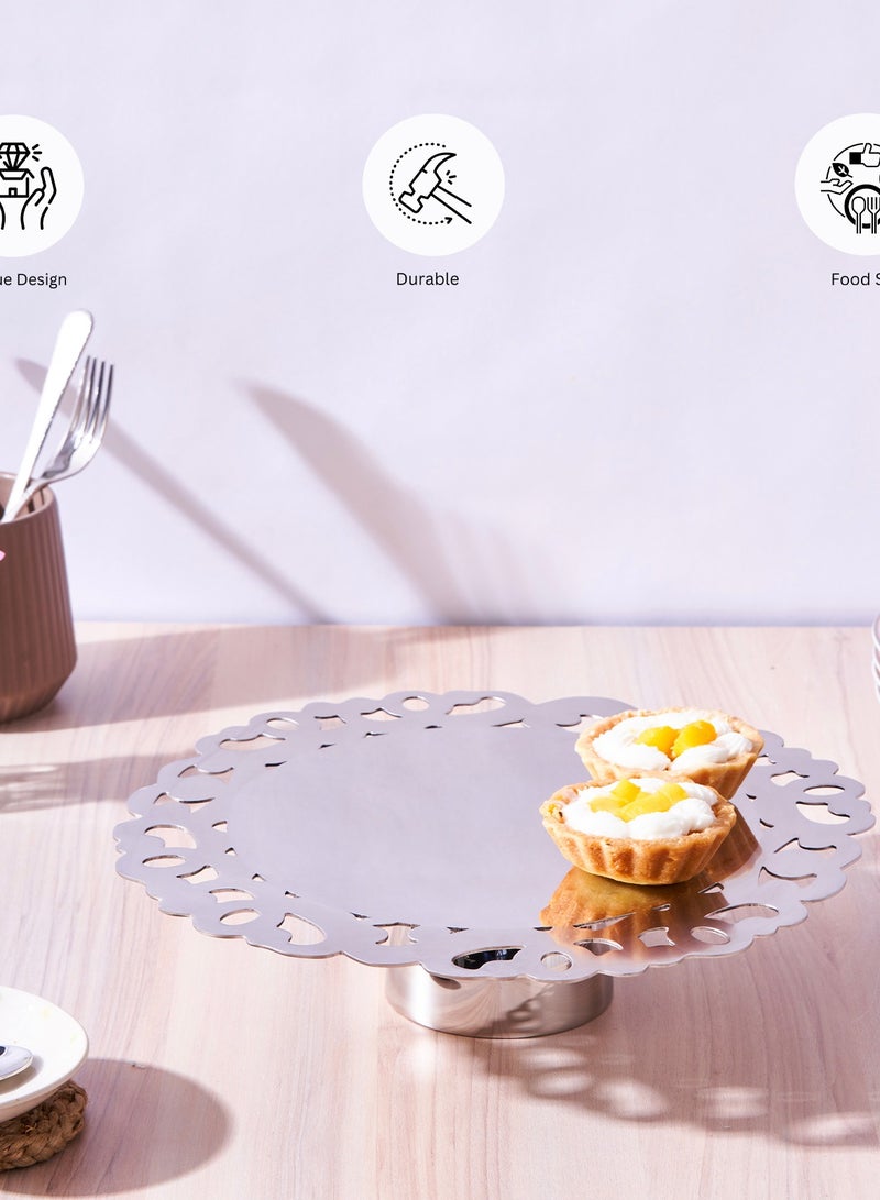 Arttd Inox ARTTDINOX Serving Cookie and Cake Platter | Luxury Gift Collection | Multipurpose Round Tray for Dessert | Burano Series | Stainless Steel | Large | by Jindal  - Image 5