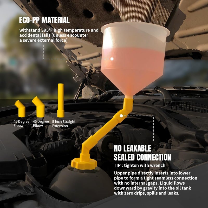 Thorstone No Spill Coolant Funnel Kit, Radiator Filling and Bleeder With Adapters, Automotive Antifreeze Bleeder for Universal Vehicles - Image 5