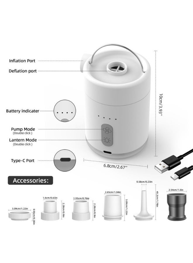 Portable Mini Electric Air Pump – 3-in-1 Outdoor Inflatable Pump with Built-in Light, 5 Nozzles & Rechargeable Lithium Battery for Camping, Mattresses & Pool Floats - Image 3