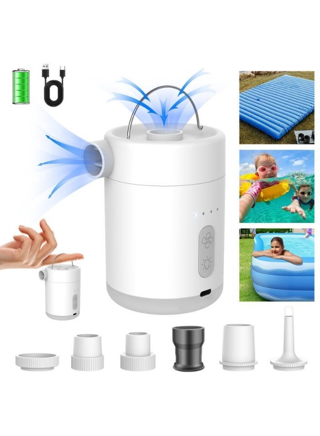 Portable Mini Electric Air Pump – 3-in-1 Outdoor Inflatable Pump with Built-in Light, 5 Nozzles & Rechargeable Lithium Battery for Camping, Mattresses & Pool Floats - Image 1