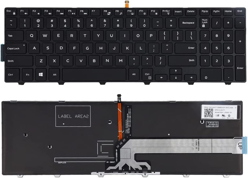 Wefly لوحة مفاتيح لابتوب متوافقة مع سلسلة إنسبيرون 15 3000 5000 3541 3542 3543 3551 3558 5542 5545 5547 5558 5559 (إضاءة خلفية) - Image 1