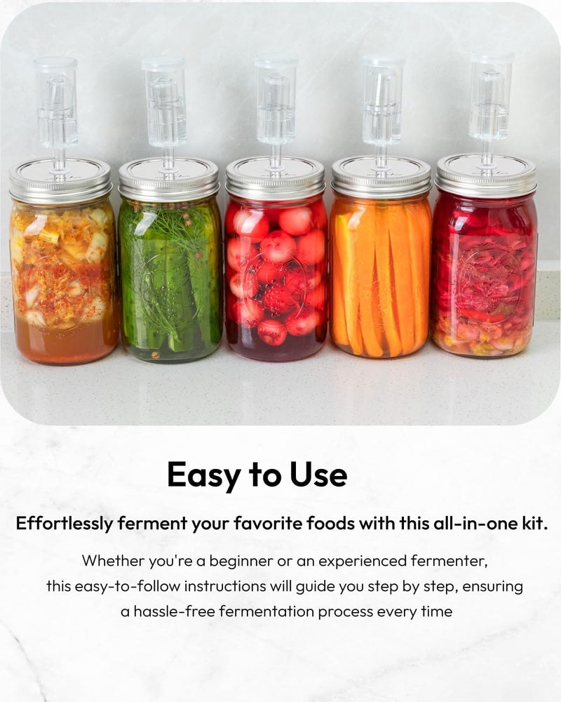 JILLMO Fermentation Lids for Wide Mouth Jars, Pack of 6 Fermenting Kit for Making Sauerkraut, Kimchi, Kombucha (NO Jars) - Image 4