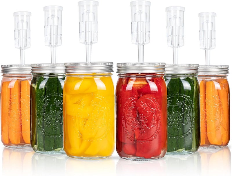 JILLMO Fermentation Lids for Wide Mouth Jars, Pack of 6 Fermenting Kit for Making Sauerkraut, Kimchi, Kombucha (NO Jars) - Image 1